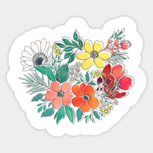 Cute girly pink floral hand drawn design Sticker